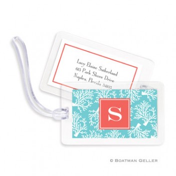 Luggage Tags - Coral Repeat Teal