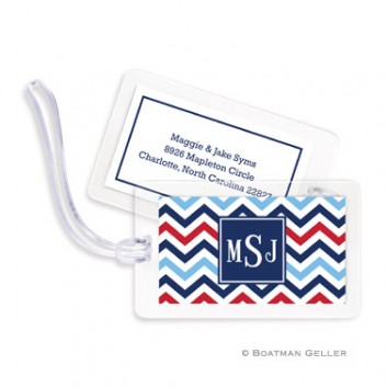 Luggage Tags - Chevron Blue & Red