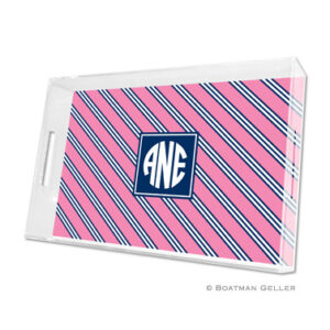 Lucite Tray - Chevron Pink Navy & Lime