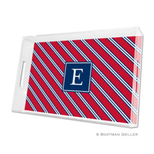 Lucite Tray - Repp Tie Red & Navy