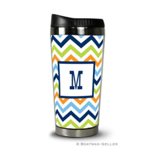 Travel Tumbler - Chevron Blue Orange & Lime