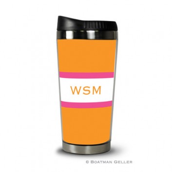 Travel Tumbler - Stripe Tangerine & Raspberry