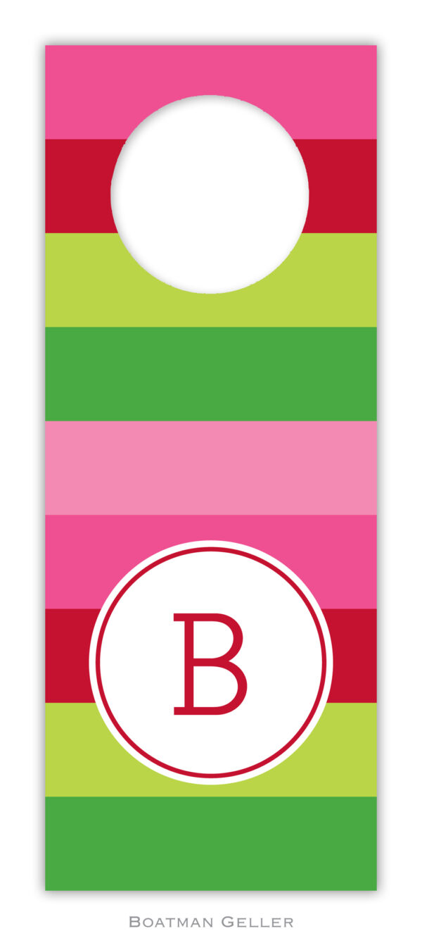 Wine Tags - Bold Stripe Pink & Green